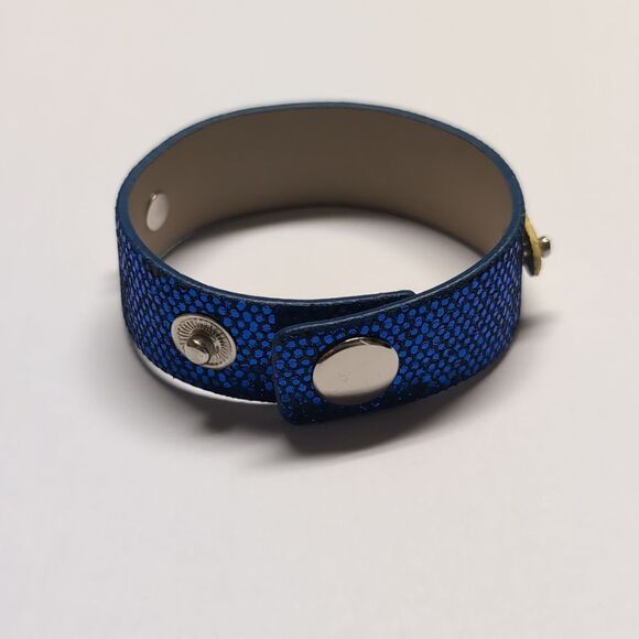 300 Sparky Yellow and Blue Silver with Rhinestones BLUES Cuff Bracelet - Picture 5 of 6